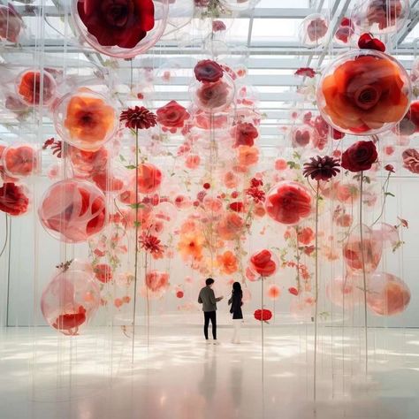 Floating Flower Installation, Cherry Blossom Event Decor, Contemporary Floral Art, Conceptual Art Installation, Romantic Interior, Floral Art Arrangements, Art Shed, Flower Dance, Flower Scent