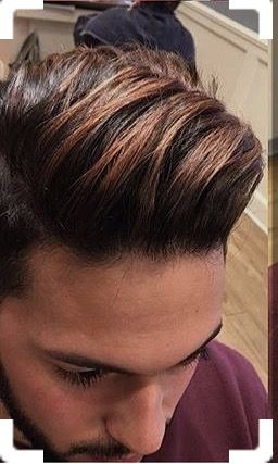 Men's hair highlights Highlights Boys Hair, Hair Highlights Men, Best Hair Highlights, Men Hair Color Highlights, Trendy Hair Highlights, Highlights Men, Boys Colored Hair, Hair Color For Brown Skin, Dyed Hair Men