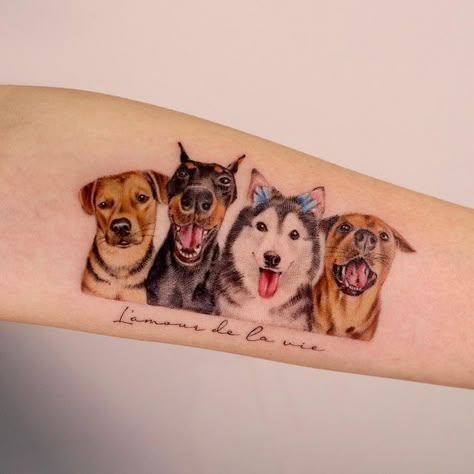 Tattoo Perro, Husky Tattoo, Cat And Dog Tattoo, Rottweiler Tattoo, Tatoo Dog, Dog Portrait Tattoo, Puppy Tattoo, Pug Tattoo, Green Tattoos