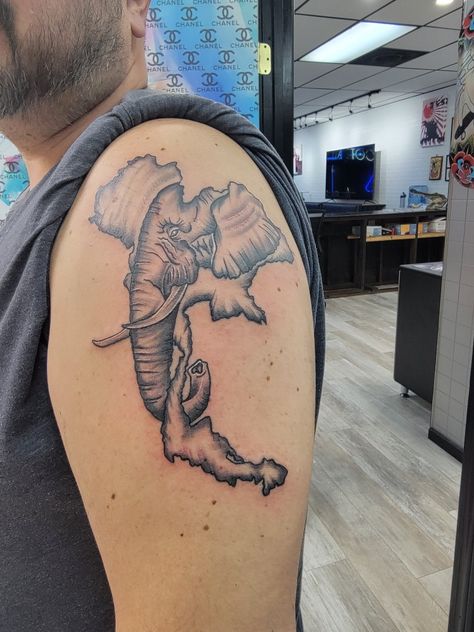 Thailand Map Tattoo, Thai Elephant Tattoo, Map Tattoo, Thailand Map, Thailand Tattoo, Thai Elephant, Map Tattoos, 2024 Ideas, Elephant Tattoo