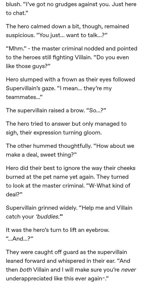 How To Write A Vampire Story, Funny Villain Dialogue Prompts, Villian Hero Romance Prompts, Writing Prompts Hero X Villain, Hero X Villain Prompts Romance, Villian X Hero Prompts Tumblr, Villain X Hero Prompts, Hero X Villain Prompts Dark, Hero And Villain Writing Prompts