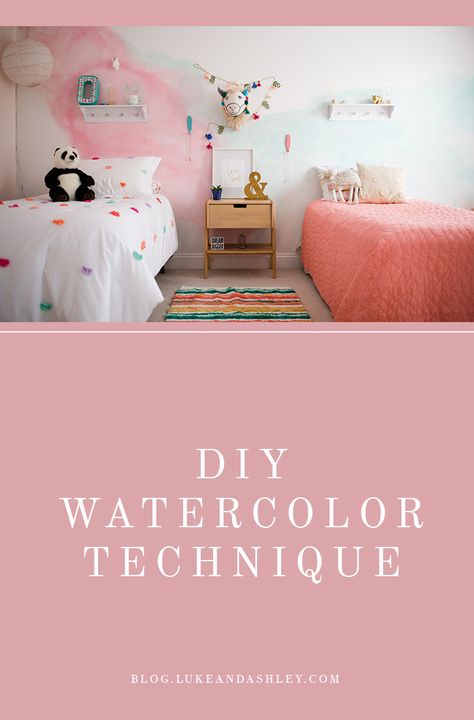 DIY Watercolor Technique for Walls - Virginia Wedding Photographer Diy Watercolor Wall, Watercolor On Walls Diy, Watercolor Wall Paint, Diy Watercolor Accent Wall, Watercolor Wall Paint Diy, Watercolor Painted Ceiling, Wall Paint Watercolor Effect, How To Make Wall Paint Look Like Watercolor, Watercolor Wall