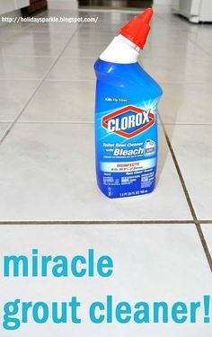 The BEST Grout Cleaner ~ So are you ready to FINALLY get your tile floors and grout lines cleaned?... Use Clorox toilet cleaner with bleach to clean grout.... It worked like a charm!! Sparkle Grout, Best Grout Cleaner, Cleaning Grout, Bathroom Grout, Miracle Cleaner, Clean Grout, Floor Grout, Grout Cleaning, Cleaning Tricks