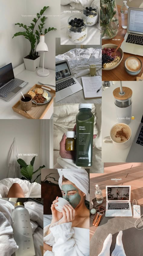 Healthy Habits Aesthetic Wallpaper, Healthy Aesthetic Collage, Lifestyle Aesthetic Collage, Healthy Lifestyle Moodboard Wallpaper, Helthy Girl Era Aesthetic, Find My Passion, Vision Board Goals, Manifesting Dreams, Healthy Lifestyle Habits