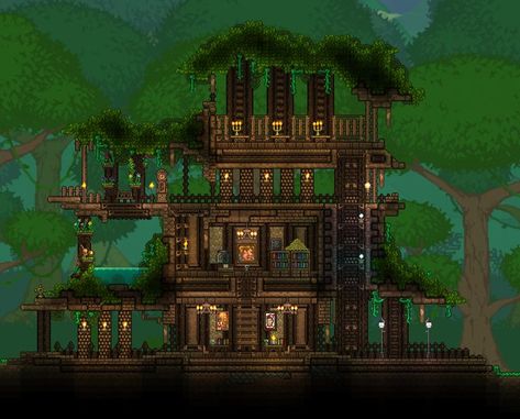 Terraria Jungle House, Terraria Base, Terraria Design, Terraria Game, Terrarium Base, Terraria House Ideas, Terraria House Design, Terraria House, Terraria Builds