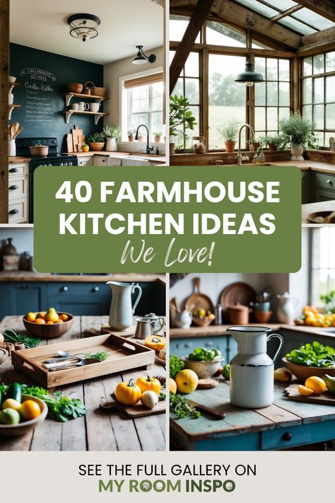 Explore 40 amazing farmhouse kitchen ideas featuring natural wood, vintage décor, and stylish accents. This pin uses 4 images highlighting cozy kitchens that inspire charm and warmth. Green Country Kitchen Farmhouse, Vintage Farmhouse Kitchen Decor, Farmhouse Kitchen Open Shelving Ideas, Chip And Joanna Gaines Farmhouse Kitchen, Homestead Kitchen Design, Open Farmhouse Kitchen, Rustic Open Shelving Kitchen, Kitchens With Open Shelving, Country Farmhouse Kitchen Ideas