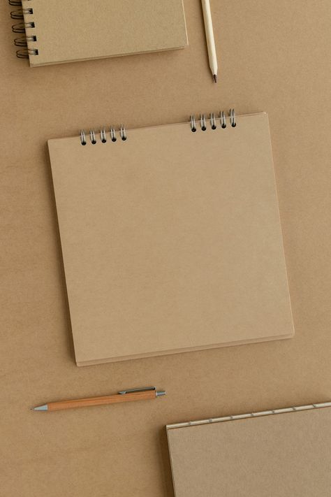 Natural brown paper notebook with pencils | premium image by rawpixel.com / Ake Book Paper Background, Stairs To Heaven Tattoo, Plain Book Page Aesthetic, Blank Lined Paper, Empty Book, Paper Background Design, Book Background, Powerpoint Background Design, Paper Ring