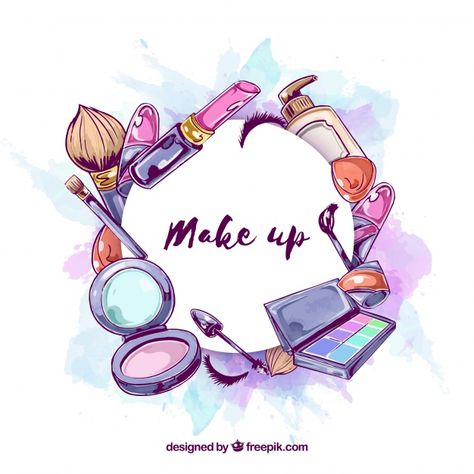 Make up background in watercolor style Vector | Free Download Makeup Backgrounds, Beauty Salon Posters, Makeup Illustration, Makeup Drawing, Cosmetics Banner, Makeup Artist Logo, Makeup Logo, Face Chart, Artist Logo