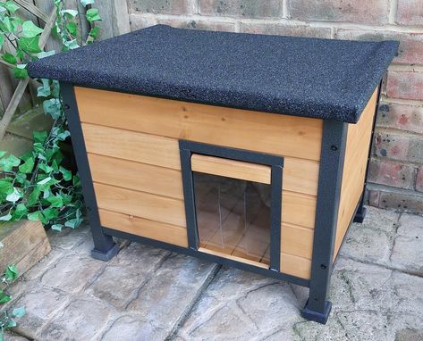 X-ZONE PET Cat House Outdoor & Indoor Wooden Cat House Weatherproof for Winter Ribbit Hutch Wooden House for Rabbits Guinea Pigs Cat Shelter with All-Around Iron Frame : Amazon.co.uk: Pet Supplies Outdoor Cat Shelter Diy, Hutch Wooden, Cat House Outdoor, Outdoor Cat Shelter, Kitty House, Wooden Cat House, Cat Houses, Outdoor Cat House, Outdoor Cat