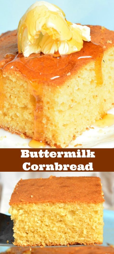 Buttermilk Cornbread is a delicious, simple bread option to serve with dinner. This cornbread is soft and moist on the inside with a little crunch on the top. Cornbread is made with buttermilk and slightly sweetened with honey and sugar. #cornbread #buttermilk #easy #quickbread #sidedish Homemade Buttermilk Cornbread, Cornbread Recipe Sweet, Buttermilk Cornbread, Cornbread Recipes, Buttermilk Recipes, Homemade Buttermilk, Cornbread Recipe, Sandwich Fillings, Butter Milk