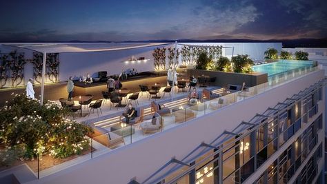 Rooftop Bar Design, Swimming Pool Tiles, Rooftop Design, Hotel Plan, Best Rooftop Bars, Pool Picture, Hotel Pool, Swimming Pools Backyard, Rooftop Pool