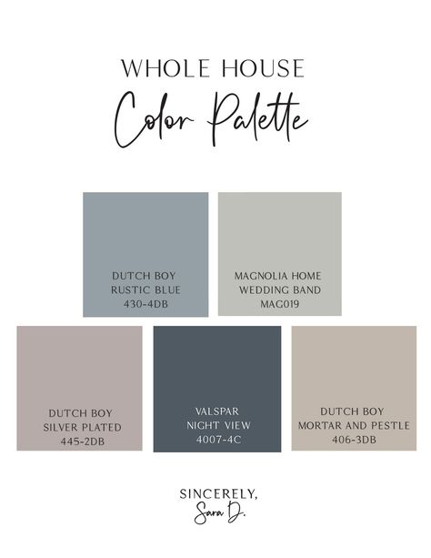 Whole House Paint Colors - Sincerely, Sara D. | Home Decor & DIY Projects Dutch Boy Paint Colors, Whole House Paint Colors, Paint Color Pallets, House Paint Colors, Valspar Paint Colors, Dutch Boy Paint, Cozy Bedroom Colors, Bungalow Decor, Building A Cabin