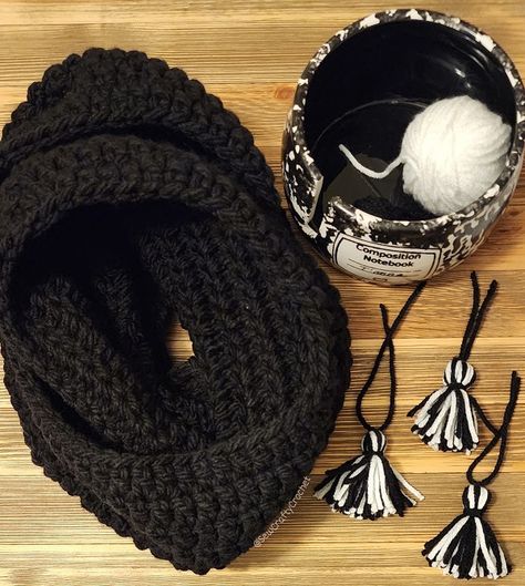 The Wednesday [Inspired] Snood - Sew Crafty Crochet Wednesday Snood, Wednesday Crochet, Bernat Softee Chunky Yarn, Bernat Softee Chunky, Crochet Snood, The Wednesday, Crochet Clothing And Accessories, Super Bulky Yarn, Yarn Bowl