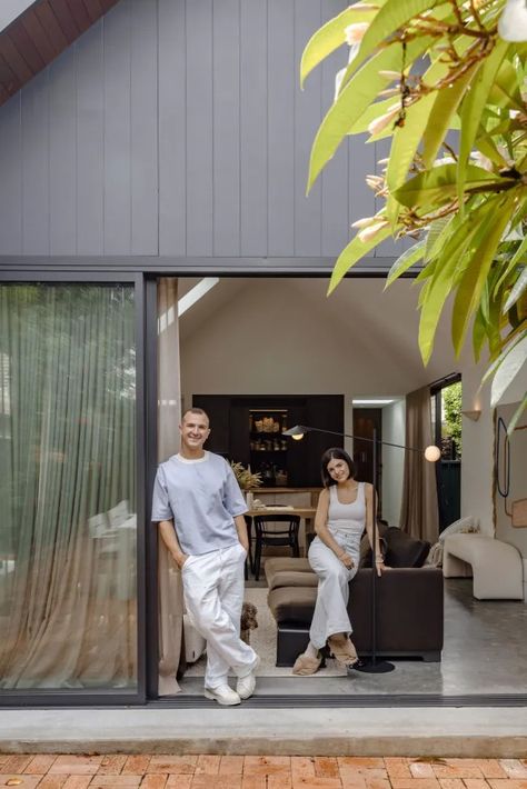 Federation-style The Block 2023, Rustic Beach House, Weatherboard House, Tile Steps, Timber Vanity, Earthy Home, Beachy Aesthetic, Painted Vans, Modern Extension