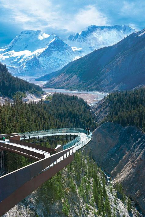 Columbia Icefield Skywalk: Cliff-edge Glass Walkway in Jasper National Park Icefields Parkway, Jasper National Park, Canada Road Trip, Canadian Rockies, Banff National Park, Alam Yang Indah, Canada Travel, Rocky Mountains, Vacation Spots