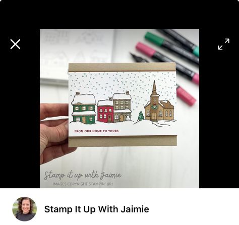 Christmas Village Card, Christmas Village Scene, Stamped Christmas Cards, Create Christmas Cards, Simple Christmas Cards, Make Your Own Card, Village Scene, Christmas Card Set, Stampin Up Christmas Cards