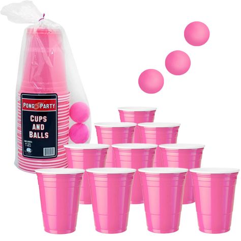 Pink Beer Pong Set Bachelorette Beer Pong, Pink Beer Pong, Barbie Party Games, Barbie 21st, 30th Birthday Party Women, Team Games For Kids, Beer Pong Cups, Dirty 30 Birthday Party, Easy Birthday Party Games