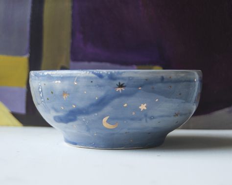 Is this a dream?  Starry Night ceramic bowls.  Luxurious tableware made in Buenos Aires, Argentina.  Worldwide Shipping. Painted Ceramics, Deco Decor, Star Cloud, Sky Design, Painting Inspo, Decor Buy, Amazon Best Sellers, Amazon Kitchen, Night Art