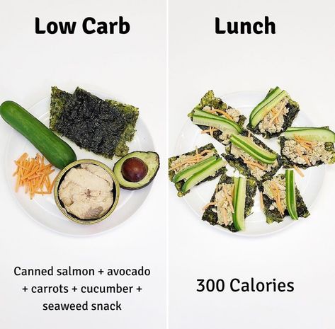 Seaweed Snack Ideas, Can Tuna, Seaweed Snack, Sliced Cucumber, Healthy Lunch Snacks, Seaweed Snacks, Small Cucumber, Shredded Carrots, Easy Healthy Meal Prep