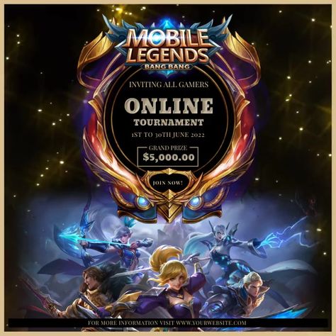 80+ customizable design templates for ‘esports’ Mobile Legends Tournament, Tournament Poster, Contest Poster, Instagram Mobile, Social Media Posting Schedule, Instagram Template Free, Ig Templates, Gaming Posters, Templates For Instagram