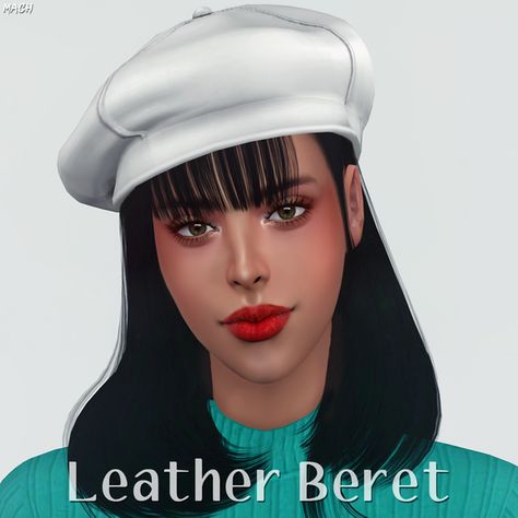 Leather Beret Sims Accessories, Sims 4 Piercings, Cc Hats, Leather Beret, Baker Boy Hat, Hat Beret, Sims 4 Collections, Sims 4 Mods Clothes, Sims 4 Cas