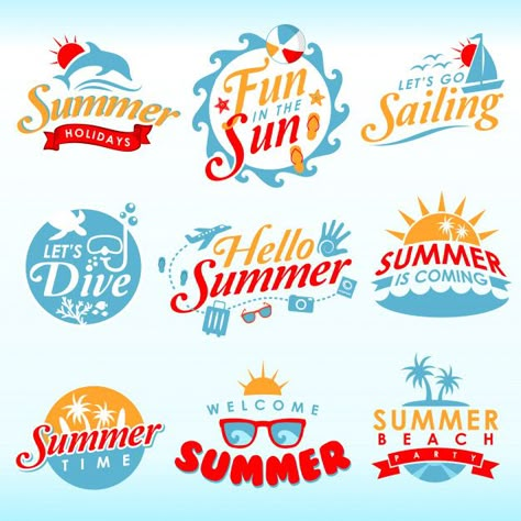 Summer icons Premium Vector Summer Logo, Summer Sublimation, Welcome Summer, Summer Icon, Design Card, Beach Design, Creative Illustration, Graphic Editing, Summer Design