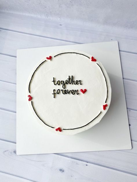 Happy Aniversary Cakes Aesthetic, Happy Anniversary Mini Cake, Anniversary Cake Designs Anniversary Cake Designs Simple, Drawing Cake Design, Simple Cake For Anniversary, Minimal Anniversary Cake, Mini Anniversary Cake Ideas, Anaversery Cakes, Anniversary Cake Quotes