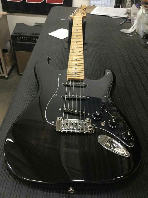 #G&L #S-500 Electro Guitar, Black Electric Guitar Aesthetic Dark, Black Stratocaster, Black Fender Guitar, All Black Electric Guitar, Gothic Electric Guitar, G&l Guitars, Black Electric Guitar, Delta Blues