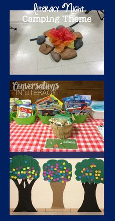 Family Literacy Night Camping Theme-campfires, smores, fluency trees! Family Literacy Night, Camping Photos, Curriculum Night, Camp Read, Camping Classroom, Math Night, Family Literacy, Fluency Activities, Parent Night