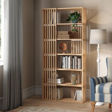 Kane Bamboo Bookcase Isabelline Japanese Style Bookshelf, Japandi Bookcase, Japanese Bookshelf, Bamboo Bookcase, Shoji Screen Room Divider, Bamboo Projects, Bamboo Bookshelf, Scandinavian Lounge Chair, Japanese Style Bedroom