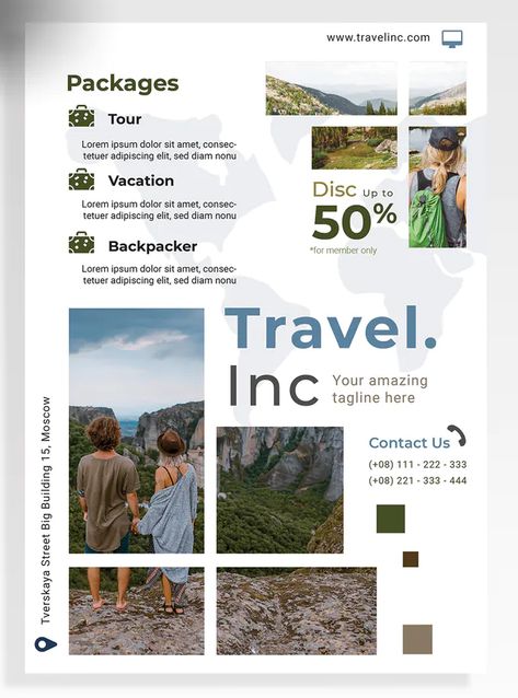 Travel Agent Flyer Template AI, EPS Ux App Design, Flyer Design Templates, Travel Agent, Tour Packages, Print Templates, Magazine Design, Brochure Template, Flyer Template, Corporate Events