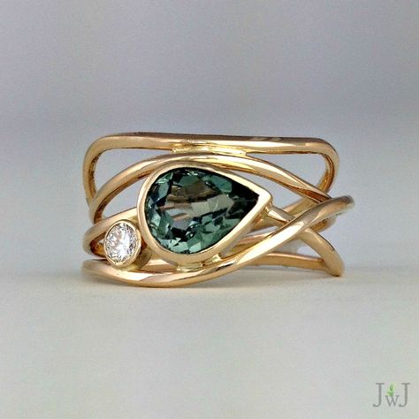 Green Horizon Ring - Jeanette Walker Jewellery Luxury Birthstone Ring For Women With Bezel Setting, Jewellery Shops, Smaragd Ring, Nature Inspired Engagement Ring, Kay Jewelers, Jewellery Gold, Jewellery Store, Designer Engagement Rings, Green Tourmaline