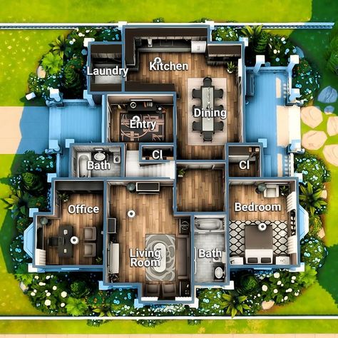 The Sims Houses, House Design Concept, Houses Layout, Sims 4 Family House, Sims 4 Houses Layout, Sims 4 Family, Sims Houses, Sims Builds, Sims 4 Bedroom