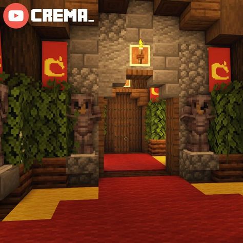 By Crema_ Medieval Inn, Minecraft Medieval Castle, Minecraft Building Designs, Interior Design Minecraft, Minecraft Underground, Minecraft Interior, Minecraft Interior Design, Minecraft House Plans, Minecraft Castle