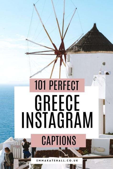 Greek windmill by the sea with caption '101 perfect greece instagram captions' Greece Holiday Captions, Greece Ig Captions, Athens Instagram Captions, Mykonos Captions Instagram, Greece Insta Captions, Greece Quotes Instagram, Greek Captions Instagram, Santorini Captions Instagram, Greece Instagram Captions