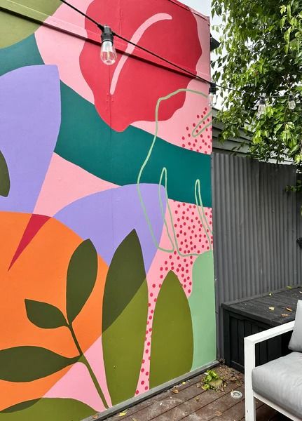 Port Melbourne Residence – heynicemurals Outdoor Mural Ideas Backyards, Backyard Mural Ideas, Backyard Murals, Outdoor Mural Ideas, Backyard Mural, Miami Street Art, Outdoor Mural, Port Melbourne, Abstract Mural