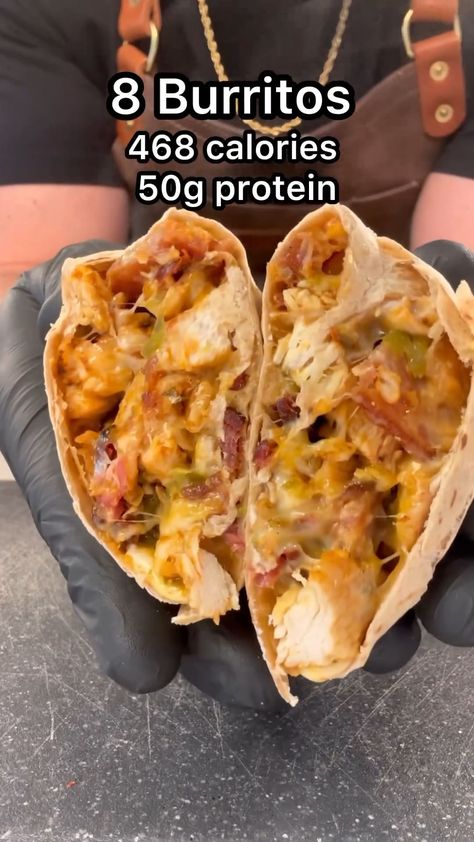 Healthy & Tasty food | The Pepper Jack Chicken Burrito 🌯 Credits @tastyshreds Recipe makes 8 468 calories 50g protein per burrito 🌯 32oz. Chicken breast 200g... | Instagram High Protein Mexican Recipes, High Protein Quesadilla, Pepper Jack Chicken, High Protein Chicken Recipes, Healthy Tasty Food, Anabolic Recipes, Jack Chicken, Carb Balance Tortillas, 50g Protein