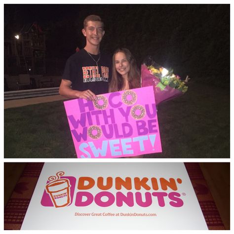 Homecoming Proposal❤️ Dunkin Hoco Proposal, Dance Proposals, Homecoming Posters, Dance Proposal, Couple Stuff, Hoco Proposals, Great Coffee, Homecoming Proposal, Homecoming Dress