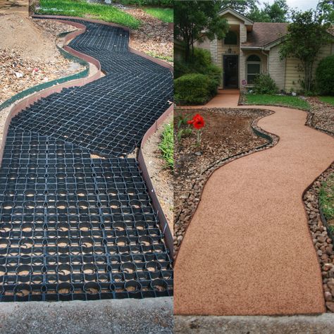 Permeable Pavers Patio, Eco Pavers, Permeable Pathways, Geogrid Driveway, Gravel And Paver Walkway, Erosion Control Landscaping, Pathways Ideas Walkways, Timber Frame Pergola, Permeable Driveway