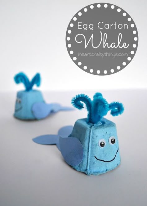 I HEART CRAFTY THINGS: Egg Carton Whale Kids Craft Ocean Kids Crafts, Whale Craft, Whale Crafts, Craft Challenge, Fruit Cup, Cup Flower, Egg Cartons, Egg Carton Crafts, Ocean Kids