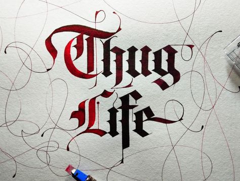 Life Calligraphy, Thug Life Tattoo Design, Gangsta Art, Thug Drawings, Thug Life Tattoo, Monogram Generator, Thug Life Wallpaper, Sagittarius Tattoo, Typography Tattoo