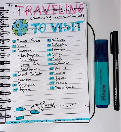 Places cities i want to visit Journal Ideas Places I Want To Go, Journal Places I Want To Go, Dairy Ideas Notebook Aesthetic Personal, Places I Want To Visit Journal, Dairy Idea, Personal Dairy, Dairy Writing, Smash Book Inspiration, Journal 2025