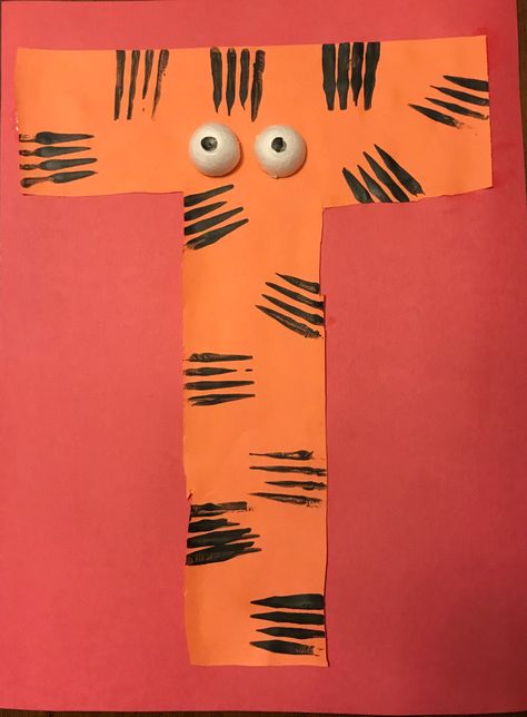 T Projects For Preschool Letter, Letter T Preschool Crafts Ideas, T For Tiger Craft, Letter R Crafts For Preschoolers Art, T Letter Craft Preschool, T Is For Tiger Preschool, T Is For Preschool Craft, Preschool T Crafts, Letter T Projects For Preschool