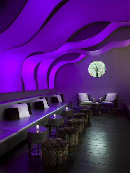 This designer seriously has some really cool taste in commercial design Purple Bar, Nightclub Design, Modern Rooms, The Vegas, Purple Interior, Hotel Interior Design, W Hotel, Hard Rock Hotel, Lounge Design