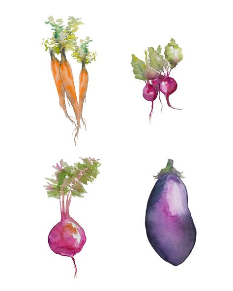 Watercolor Veggies, Hope You've Been Well, Vegetables Watercolor, Watercolor Vegetables, Work Kitchen, Vegetable Drawing, Vegetable Painting, Vegetable Illustration, Water Coloring