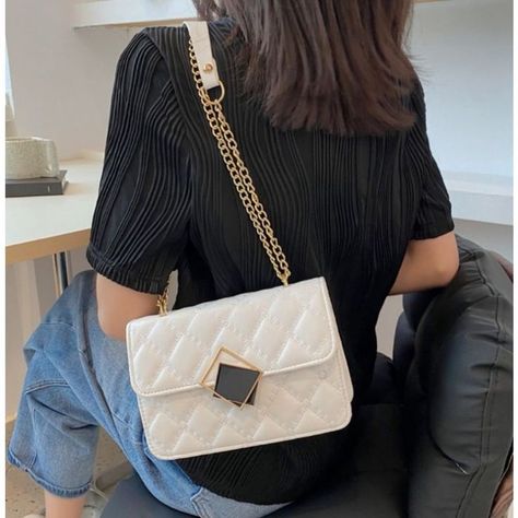 korean-inspired minimalist aesthetic women medium sling bag purse: white, black, beige Women Sling Bag, Aesthetic Women, Trending Handbag, Minimalist Aesthetic, Luxury Store, Bag For Women, Pharmacy Gifts, Sling Bag, Chain Strap