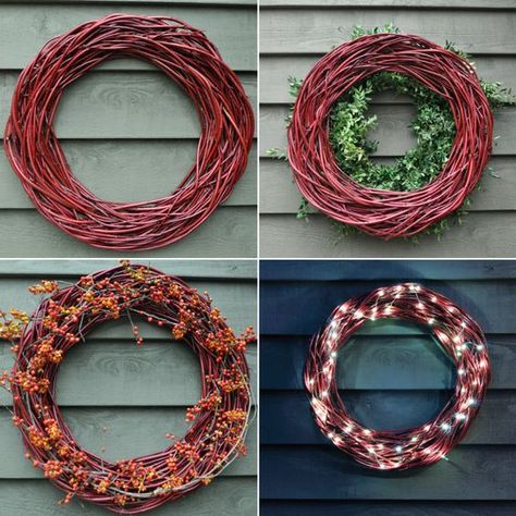 Dogwood Wreath, Twig Wreaths, Yellow Twig Dogwood, Plants Arrangement, Wooden Xmas Trees, Red Dogwood, Red Twig Dogwood, Natural Decorations, Dried Arrangements