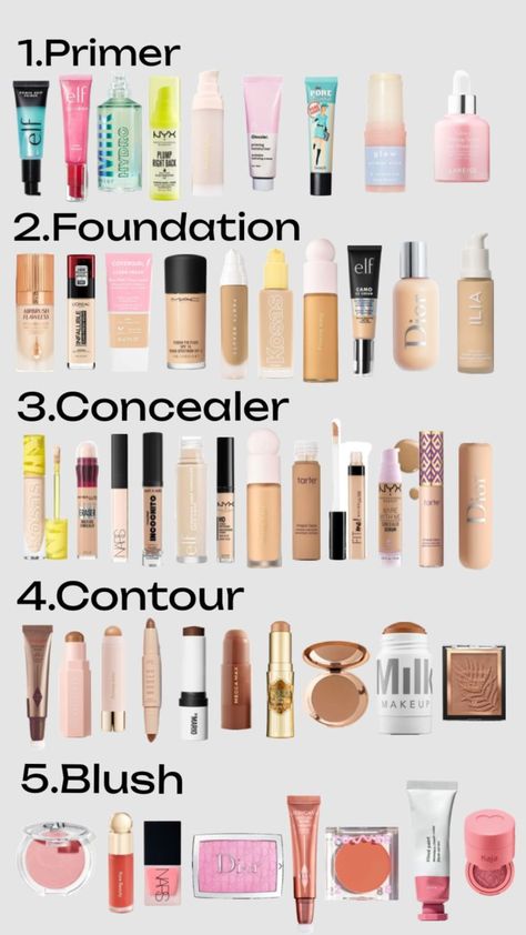 Best Makeup Product, Makeup Checklist Products, Make Up List To Buy, Make Up For Beginners Products, Good Blush Products, Business Makeup Look Natural, Best Cheap Concealer, Plouise Makeup Products, Good Makeup Products For Teens