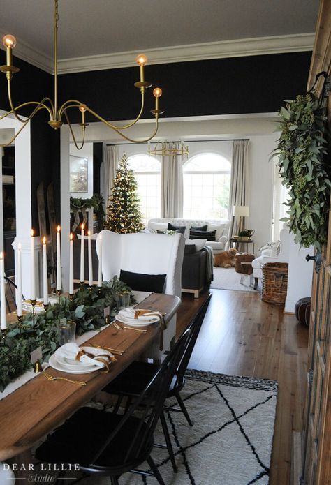 Dear Lillie, Christmas Dining Room, Christmas Living Rooms, Christmas Dining, The Dining Room, Winter Home Decor, Decoration Inspiration, Winter House, Dining Room Design