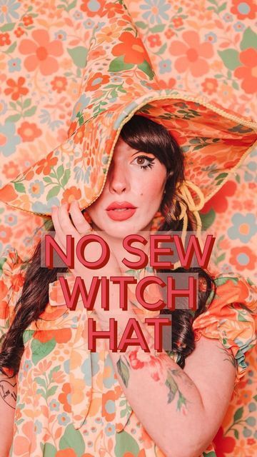 How To Sew A Witches Hat, Make Witch Hats, Witchy Hat Diy, Witch Hat Pattern Printable, No Sew Halloween Crafts, Witch Costume No Hat, No Sew Witch Hat, Diy Straw Witch Hat, Hat Tutorial Sewing